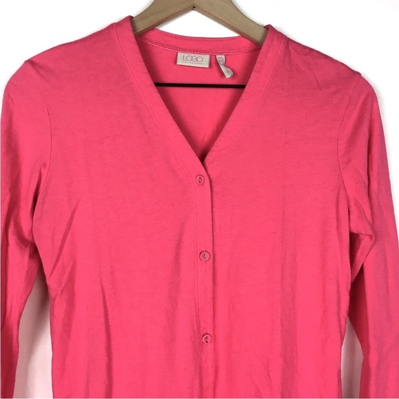 LOGO LORI GOLDSTEIN Top Girl’s Tunic Ruffle Flutter Hem Button Up Minimalist XXL - Picture 2 of 7